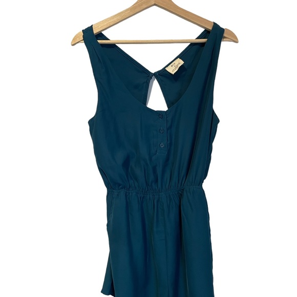 Pins & Needles Teal Romper with Open Back Cutout Size Small - Picture 3 of 4